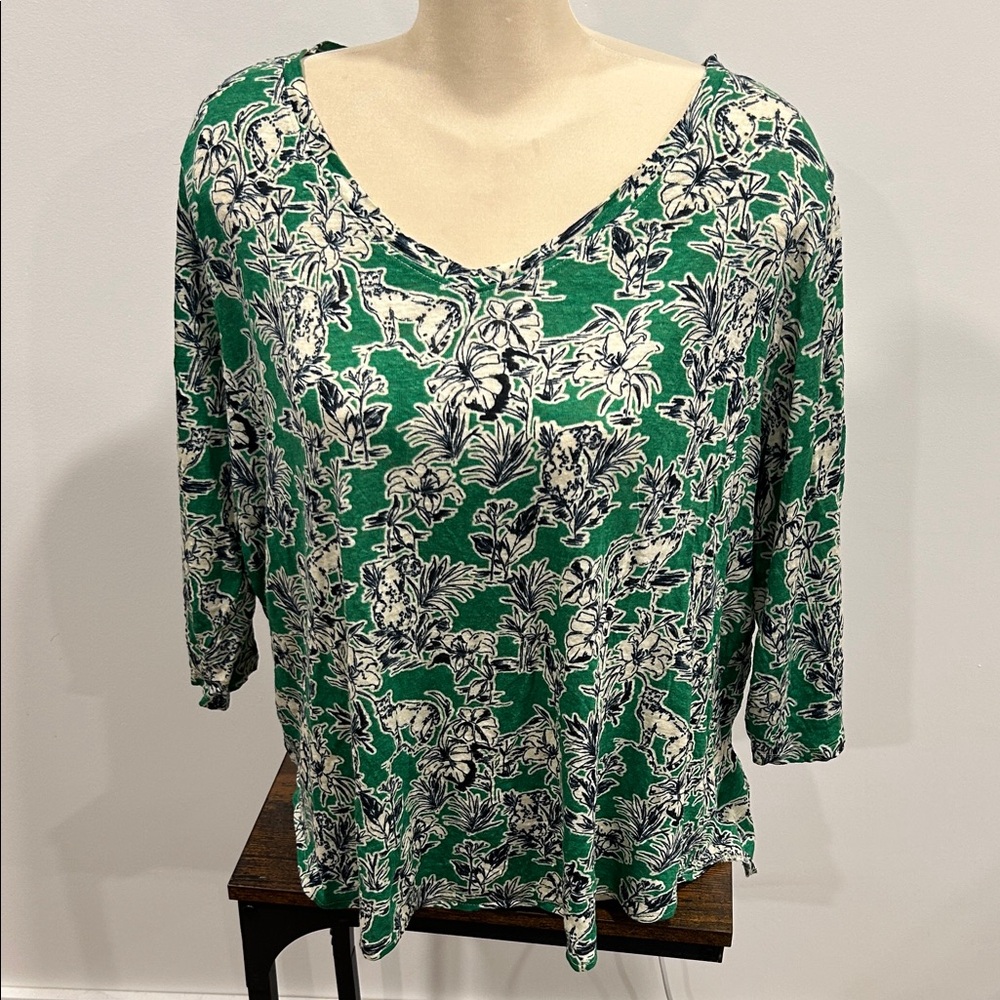 C&C California Green Floral Blouse